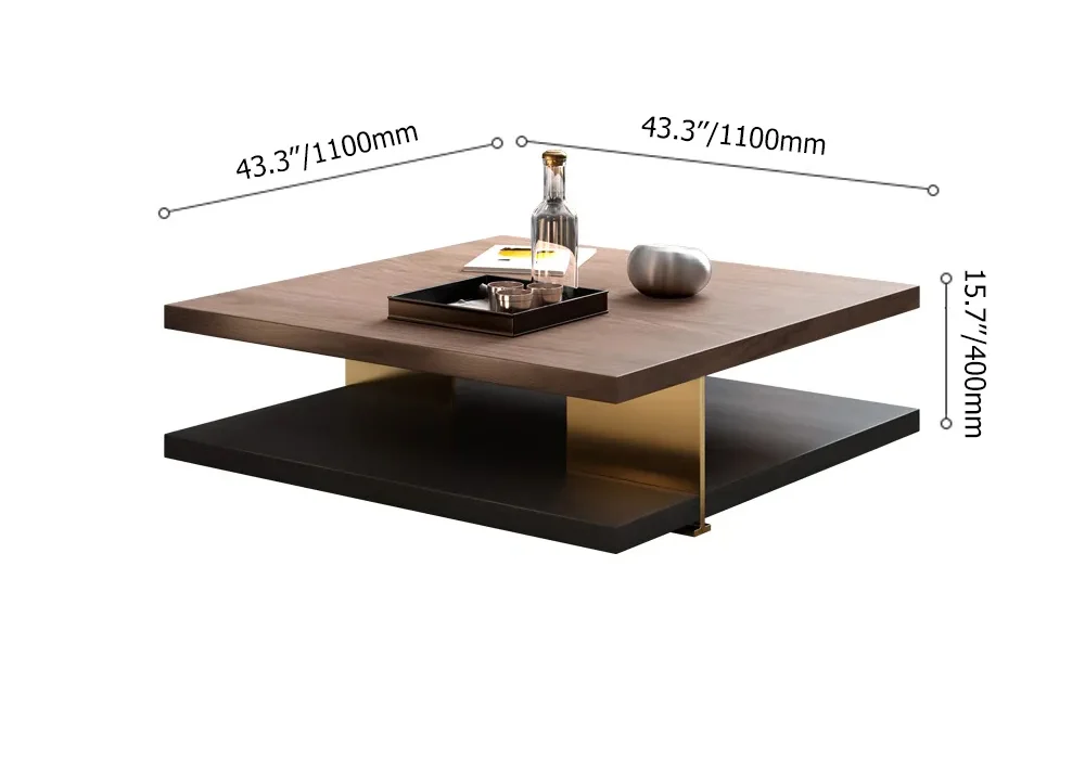 Atlas walnut veneer coffee table centerpiece for modern living room Scratch-resistant industrial coffee table with solid engineered wood base