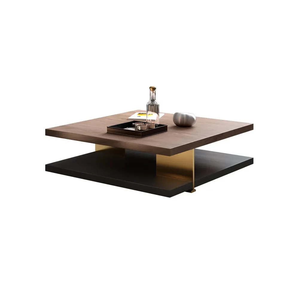 Atlas industrial square coffee table with walnut veneer top