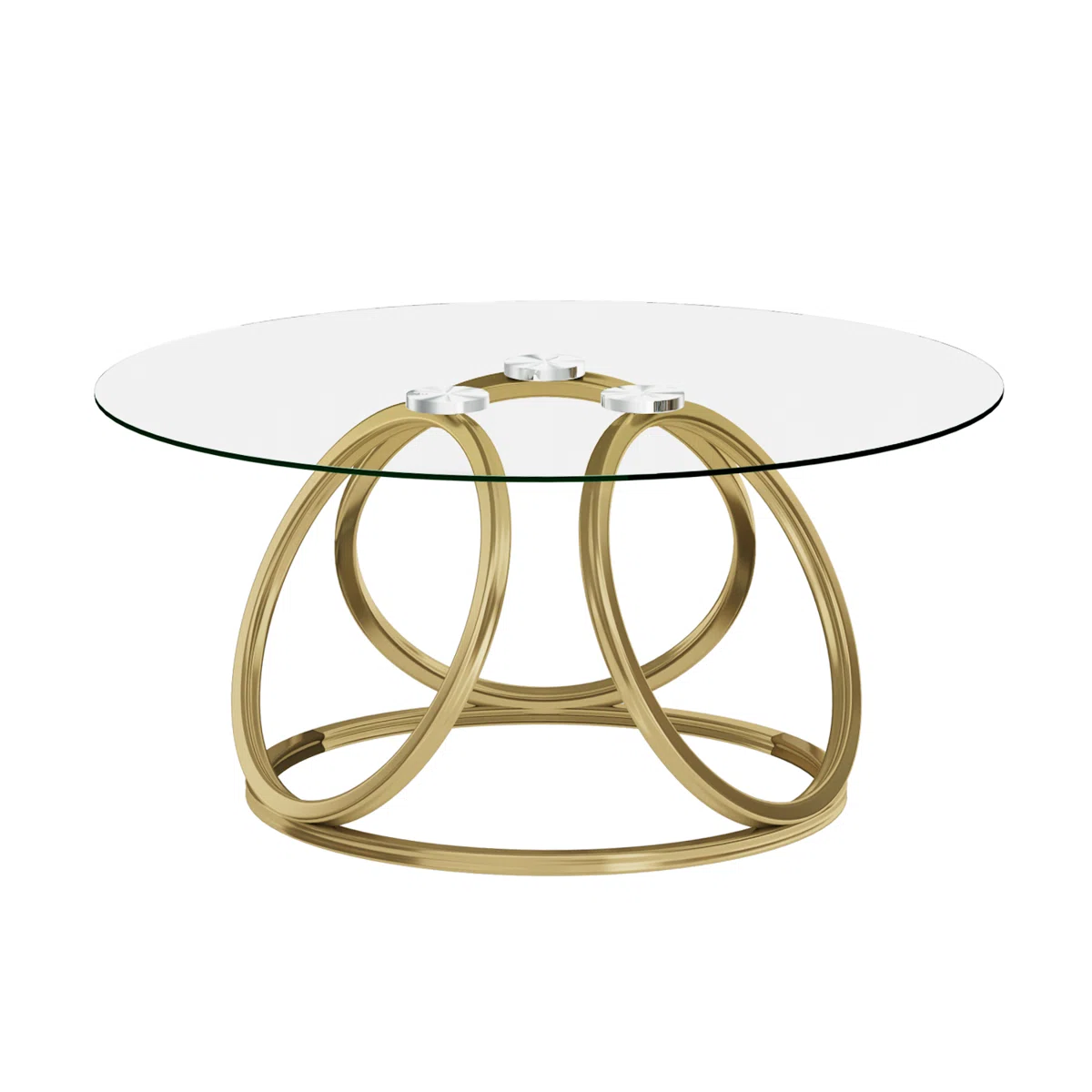 The Aurelia Round Glass Coffee Table brings a luxe, modern touch to your living space.