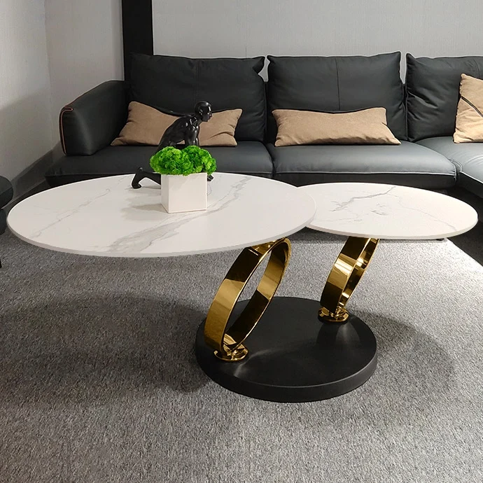aurelia white extendable coffee table with rotating stone top