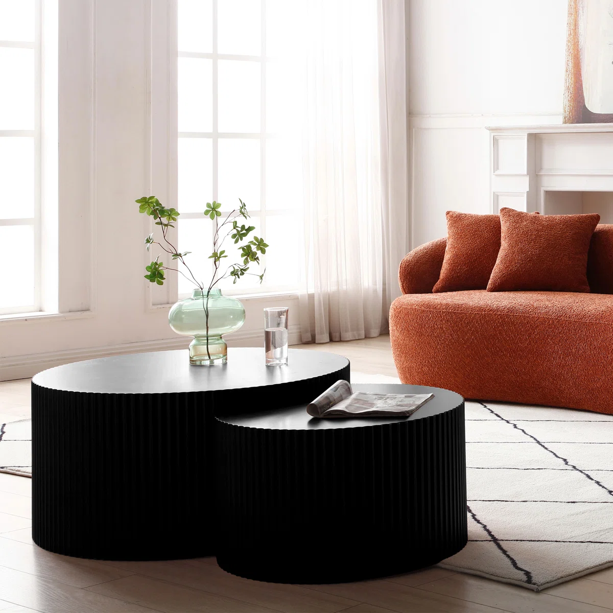 berneice luxe nesting coffee table set round design