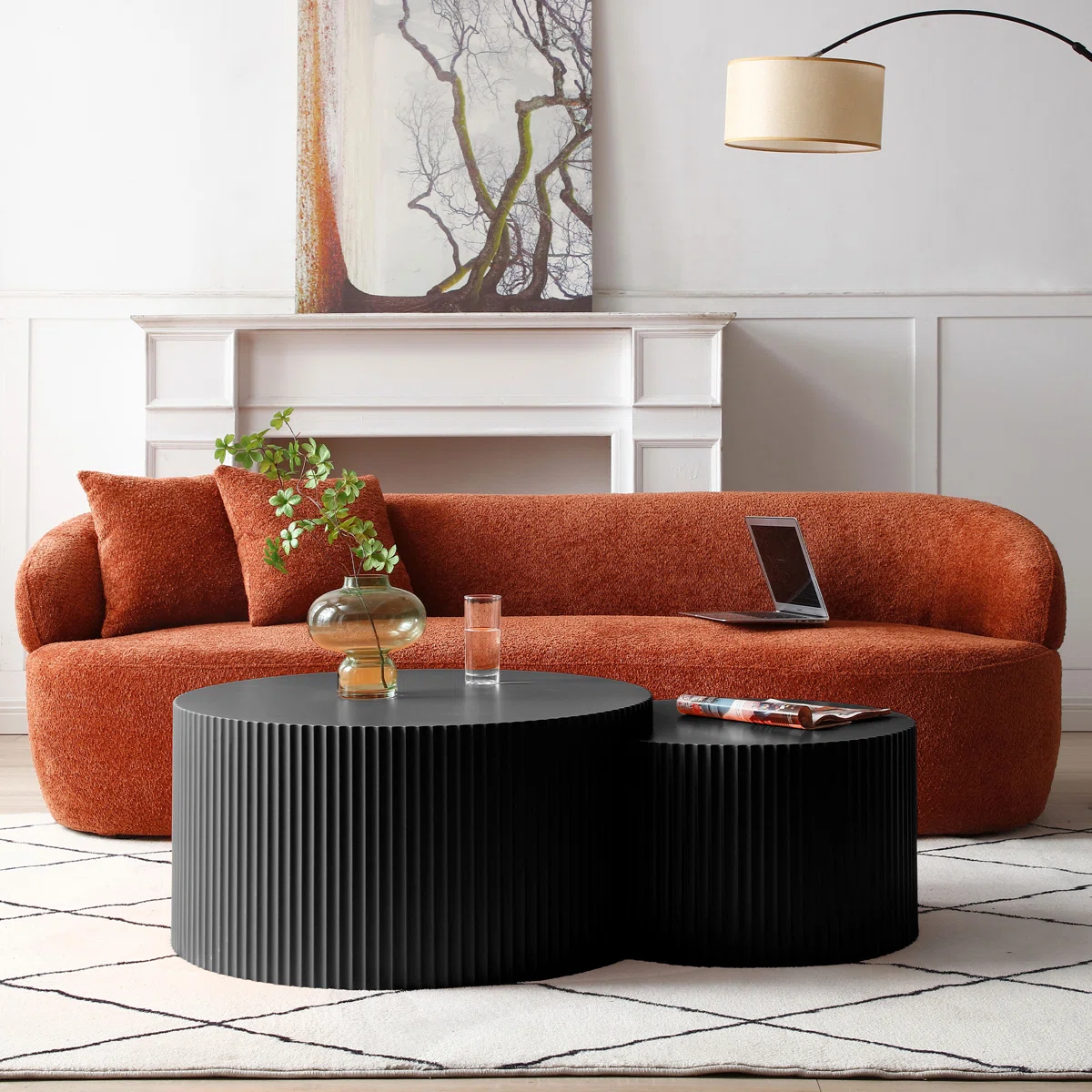 berneice luxe nesting coffee table set round design