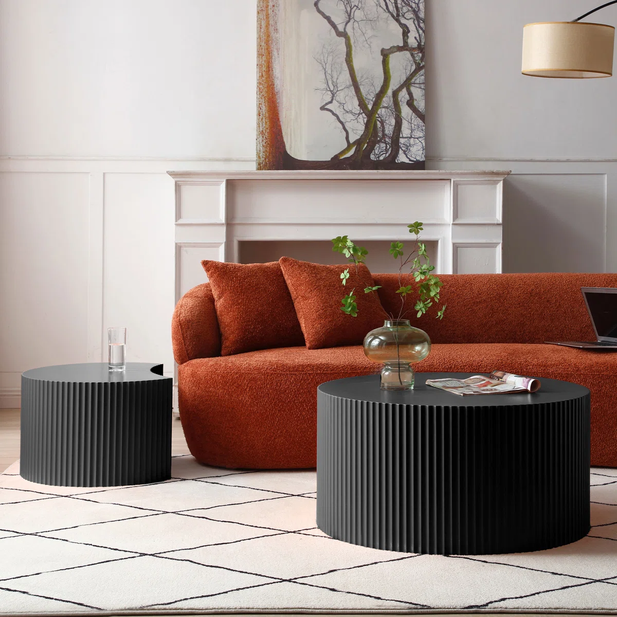 berneice luxe nesting coffee table set round design