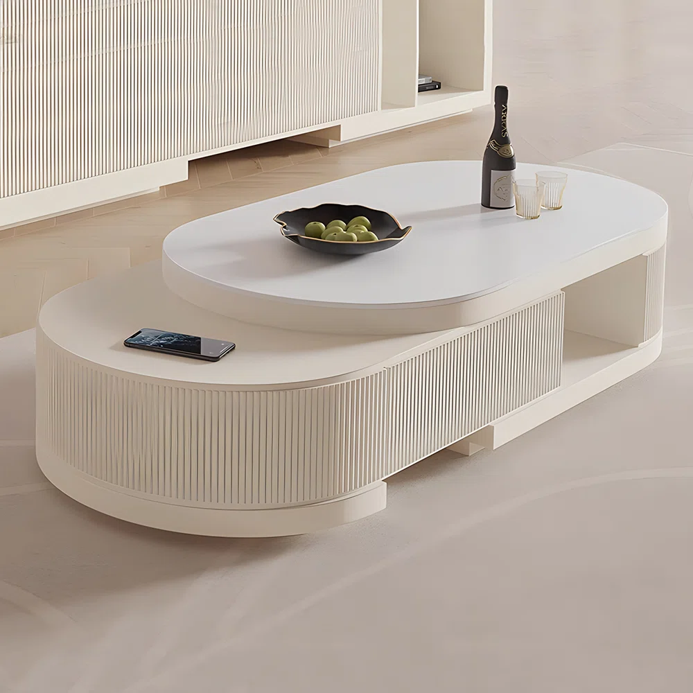 bilawal cream extendable oval coffee table with 4 drawers