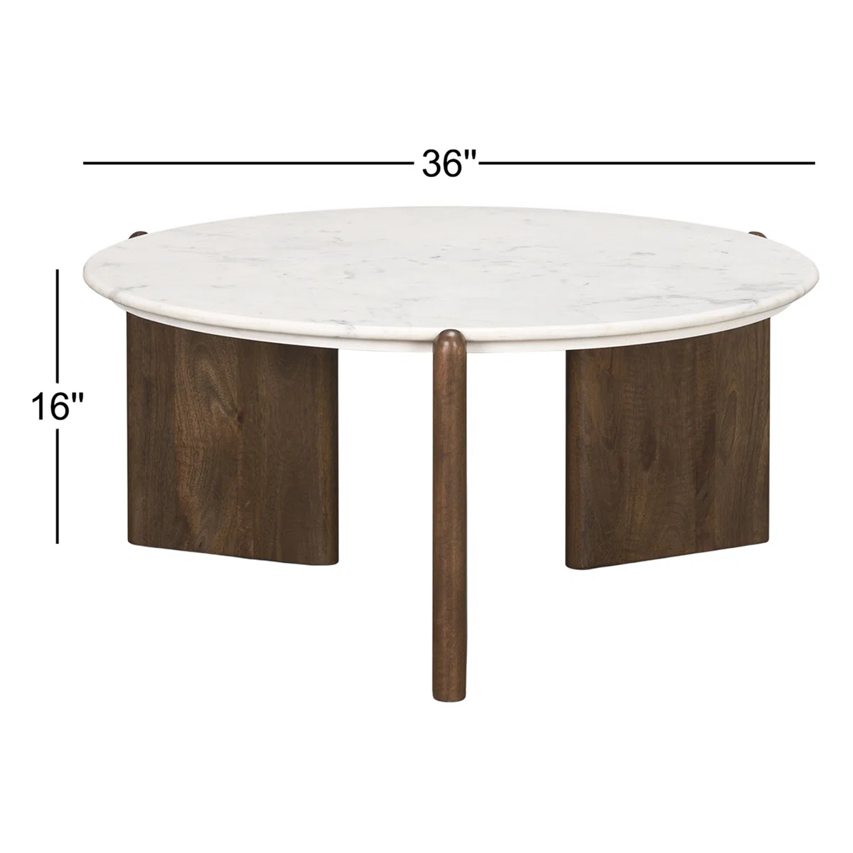 brecken round marble top coffee table with mango wood leg
