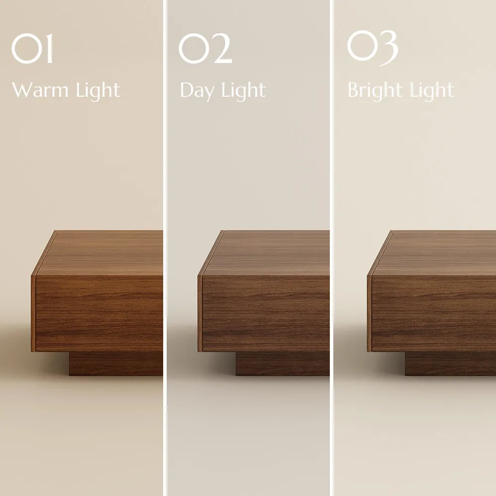 brown square wood coffee table with storage 90cm