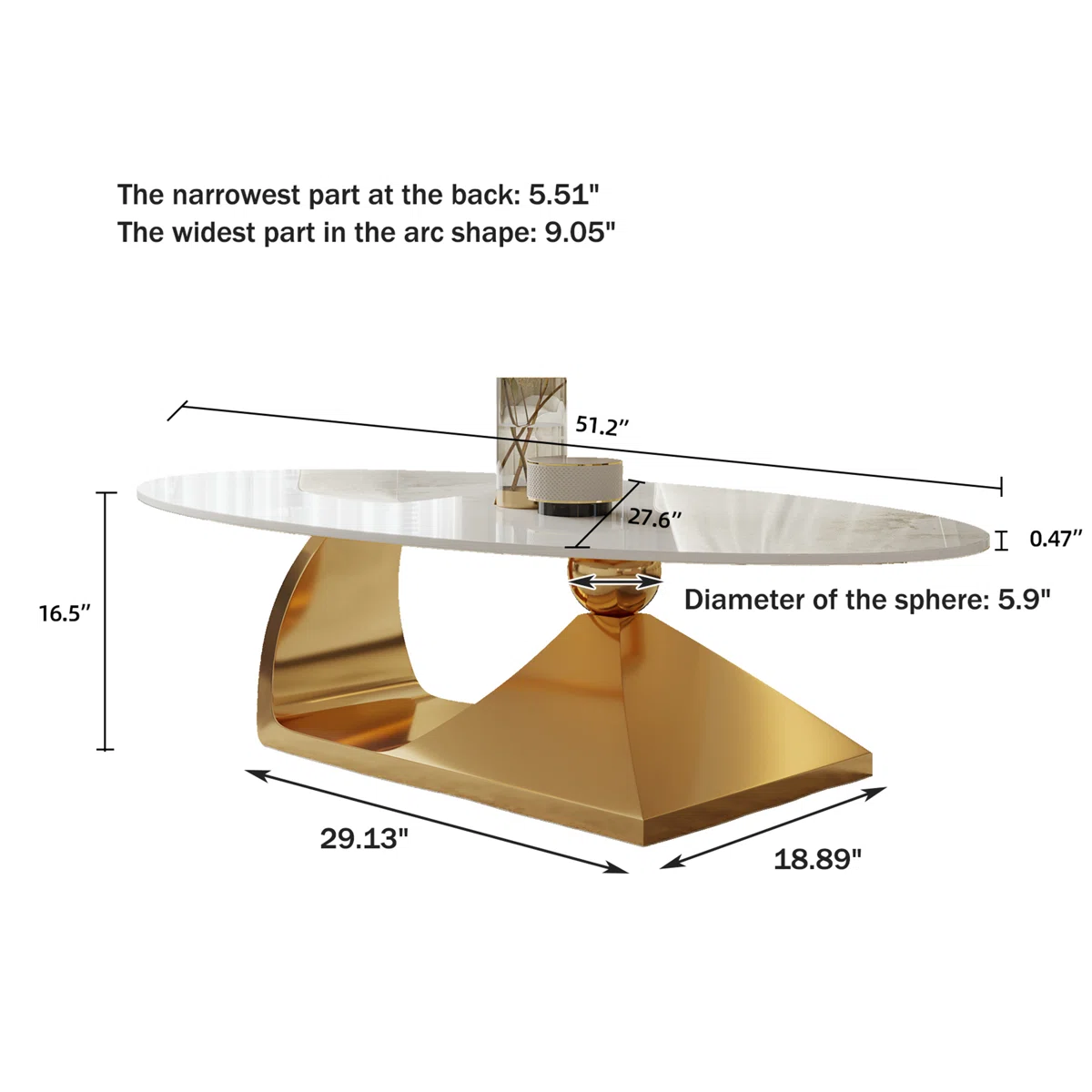 celeste oval coffee table with faux marble top and gold base