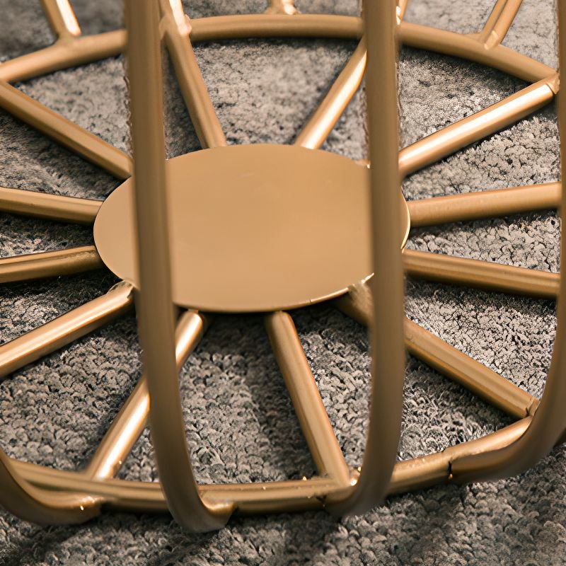 circular metal frame accent table black finish