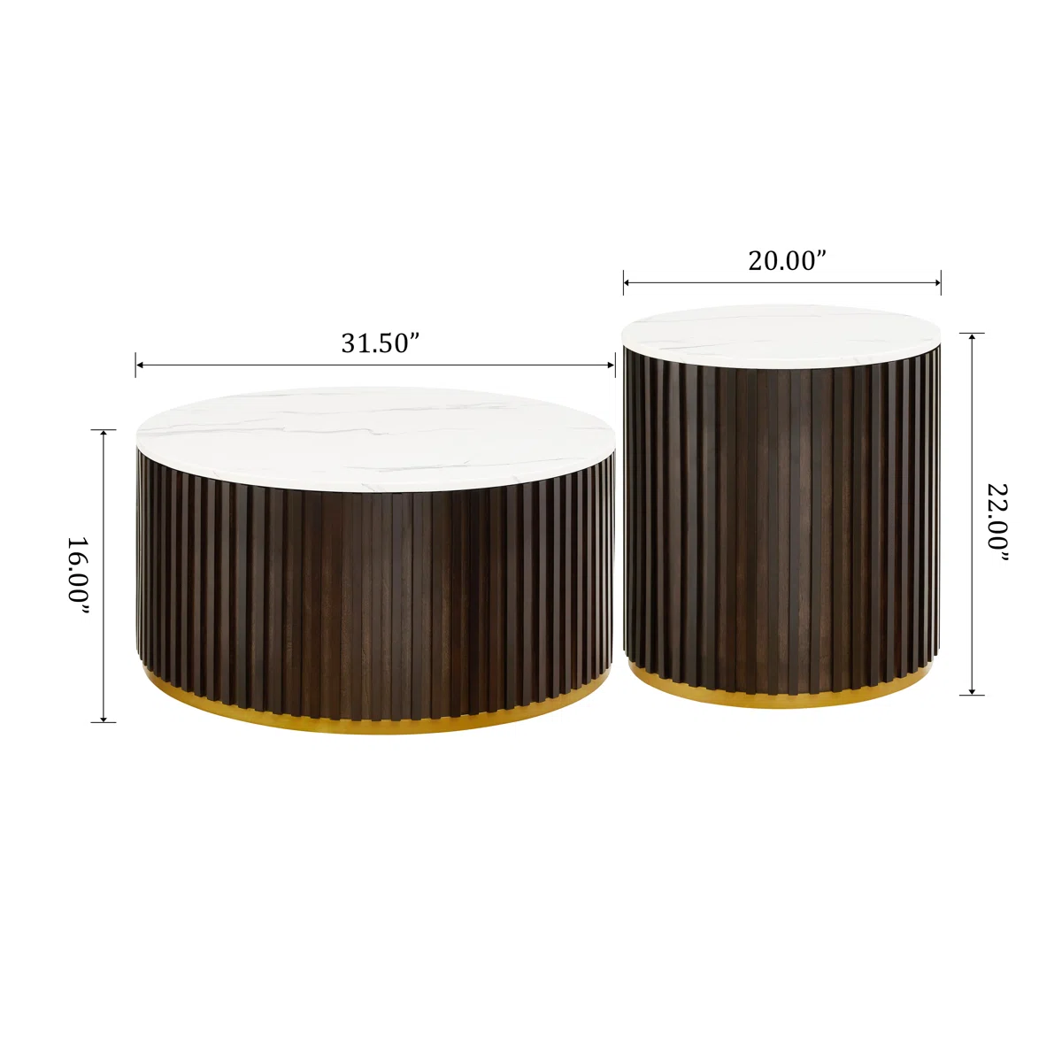 round drum coffee table with faux marble lid and hidden storage