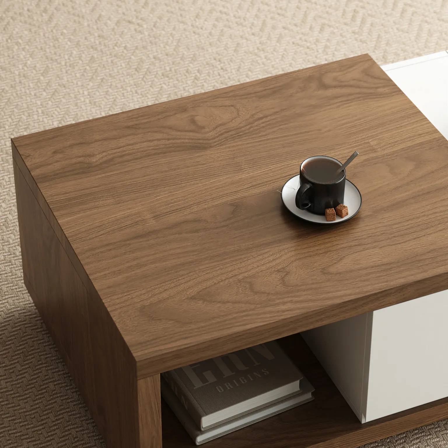 flexora coffee table extendable design walnut finish