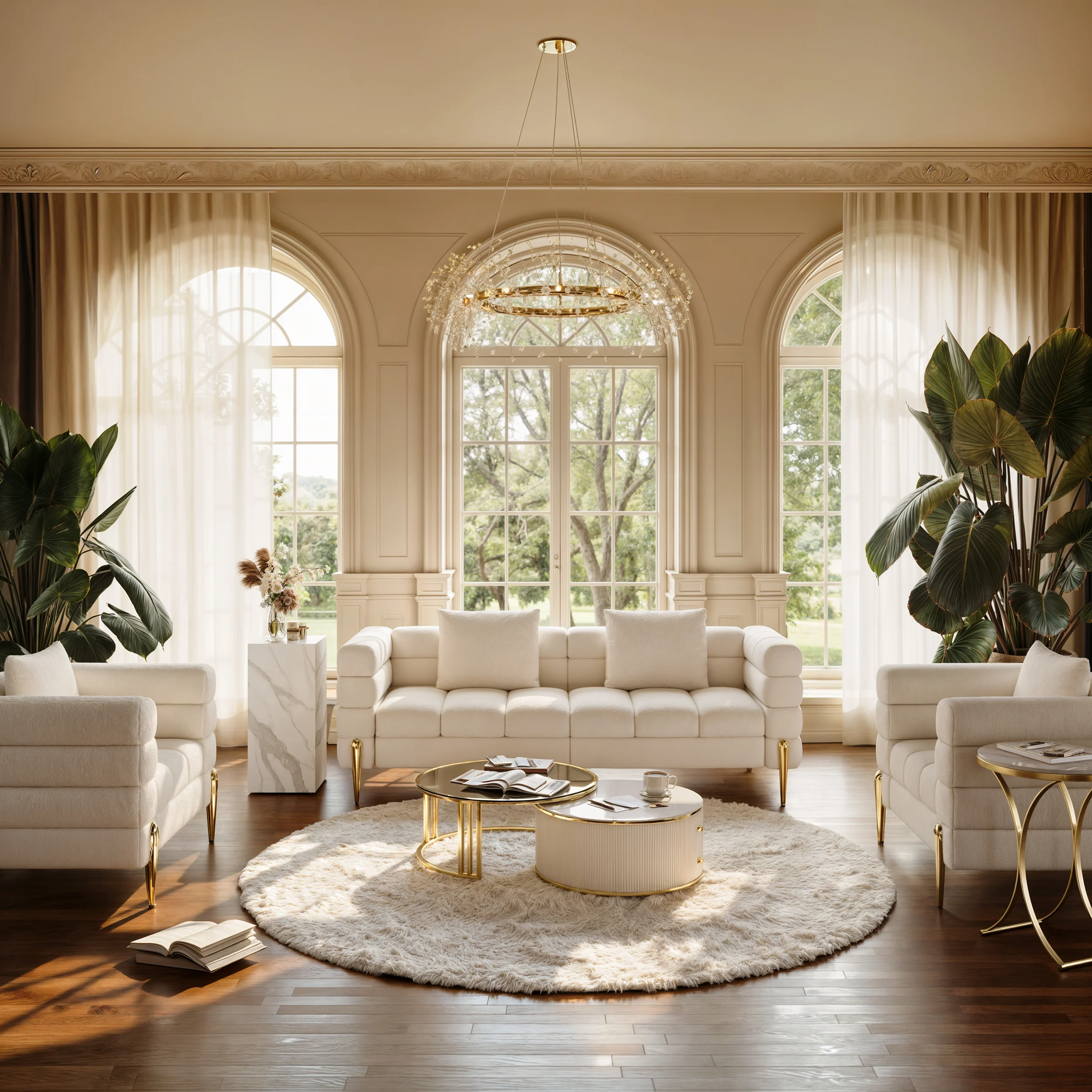 grovyn rotating nesting coffee table with gold stainless steel frame