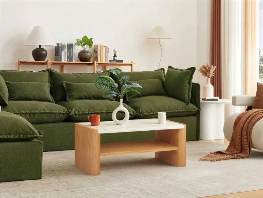 hank marble and oak coffee table modern design