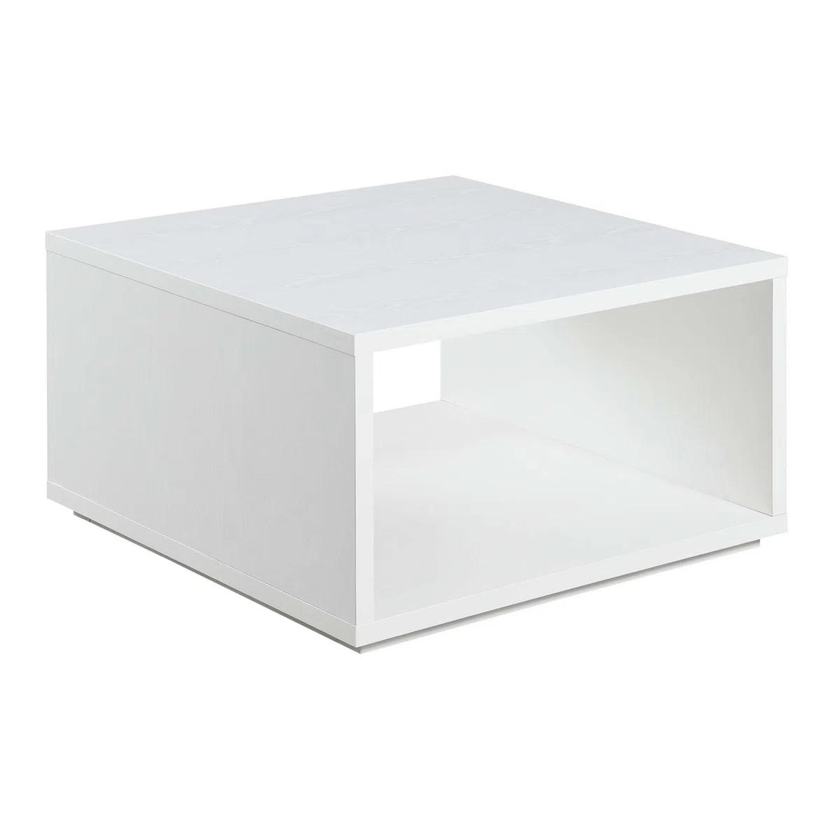 square coffee table with bottom storage shelf in modern finish