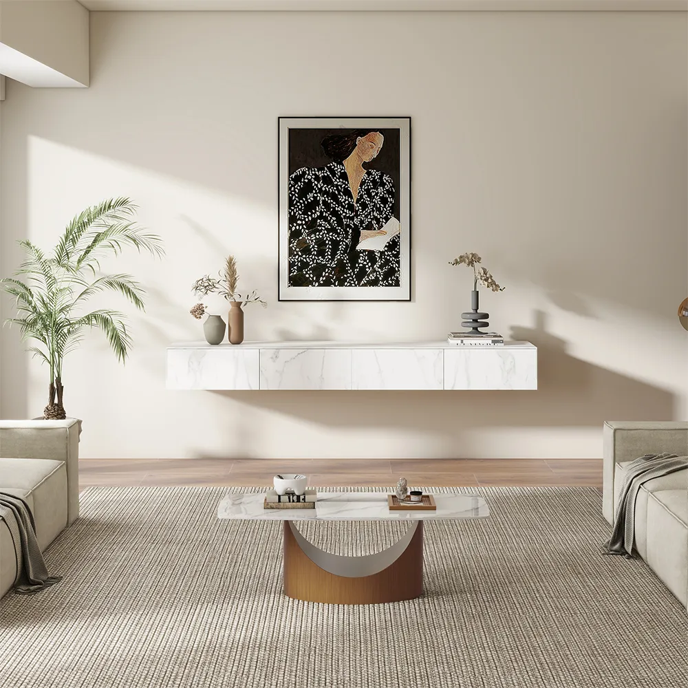 hobart 128 cm sintered stone glossy coffee table