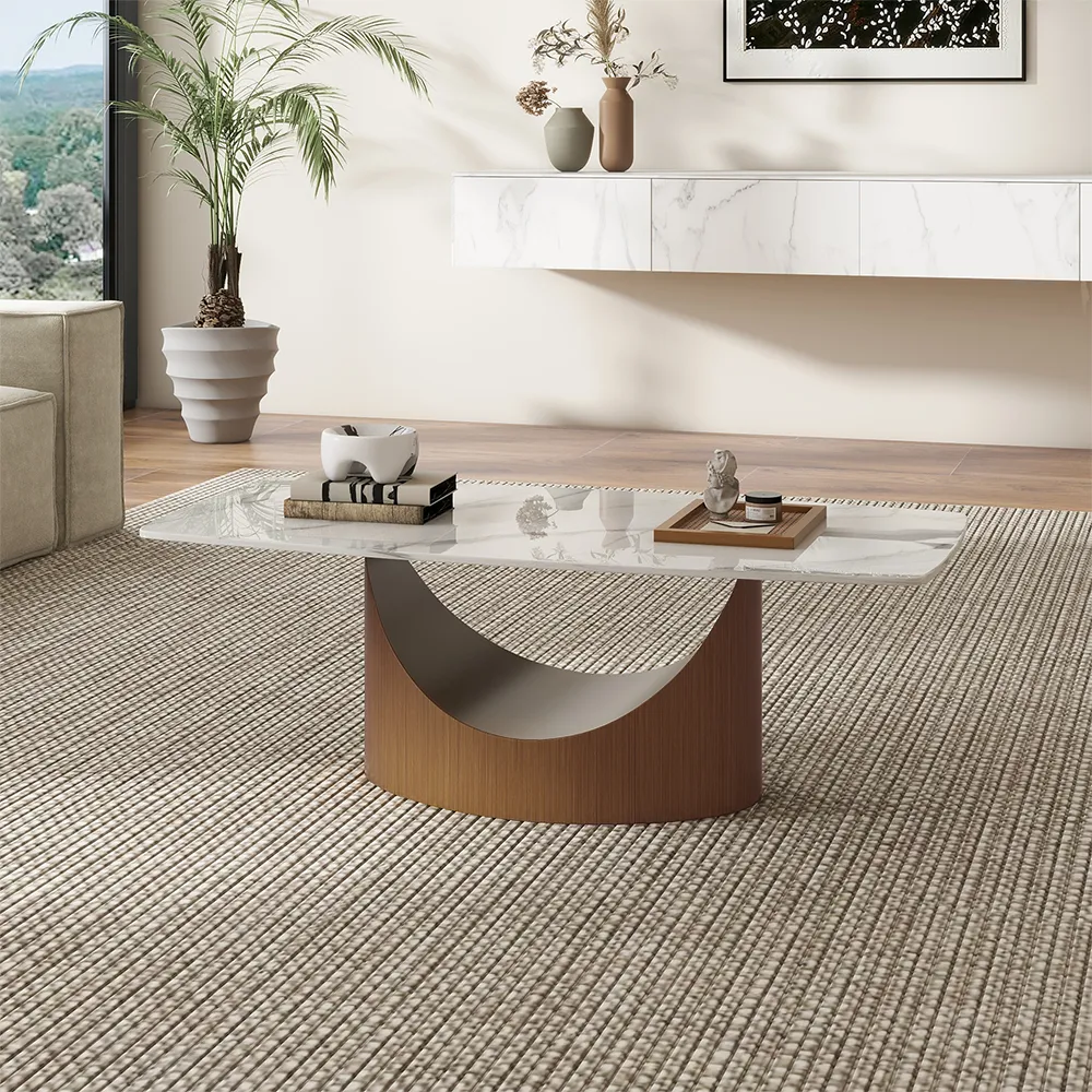 hobart 128 cm sintered stone glossy coffee table