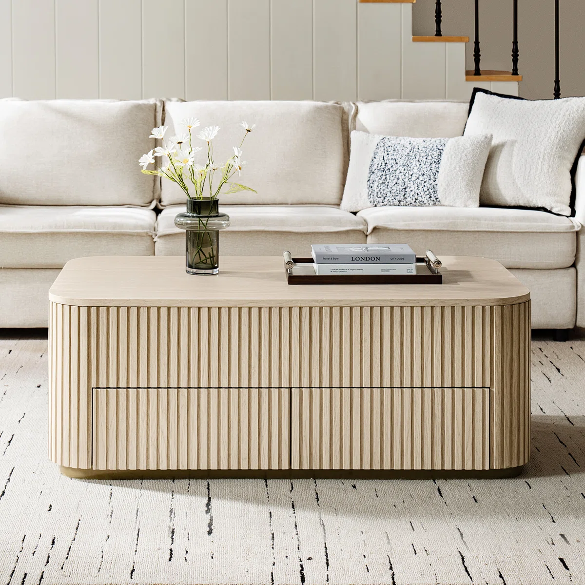 jadida lucrecia modern fluted lift‑top coffee table with storage