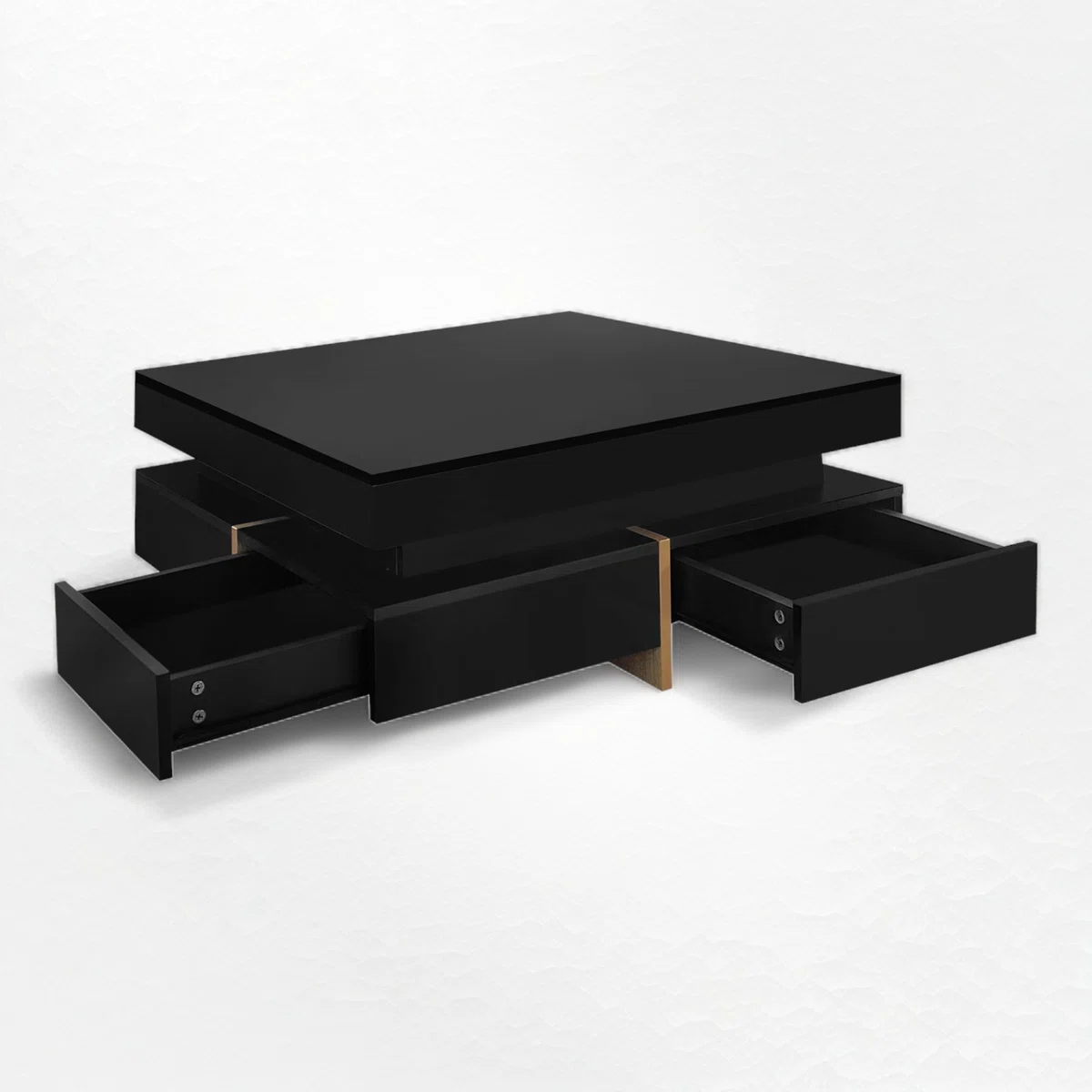 liora high‑gloss square coffee table with drawers