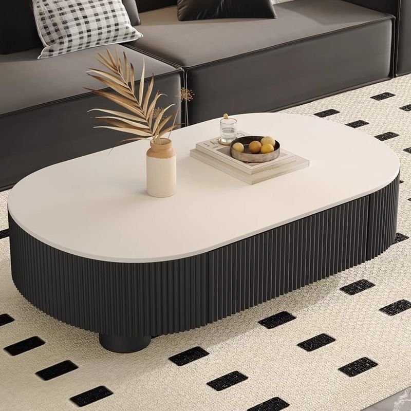 liora oval stone coffee table with drawers