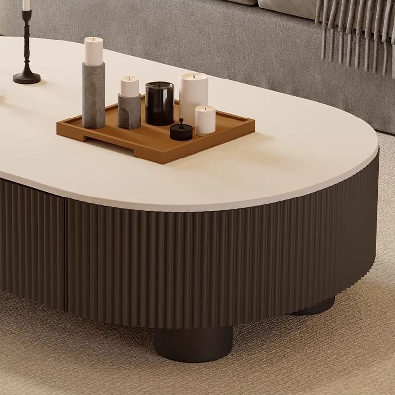 liora oval stone coffee table with drawers