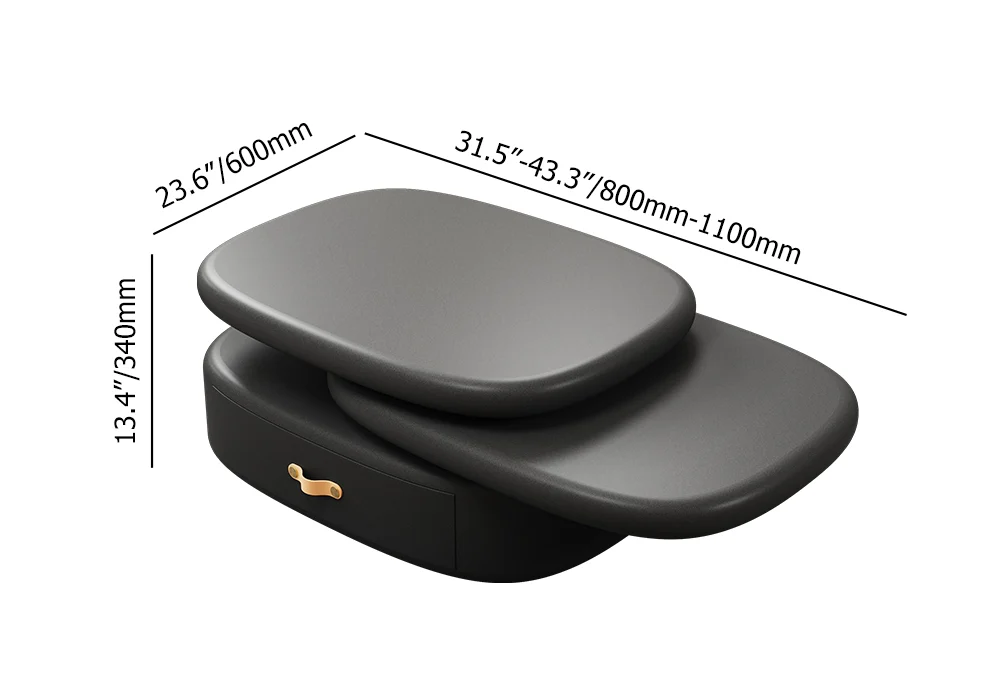 luna rotating oval coffee table with pebble design and black finish