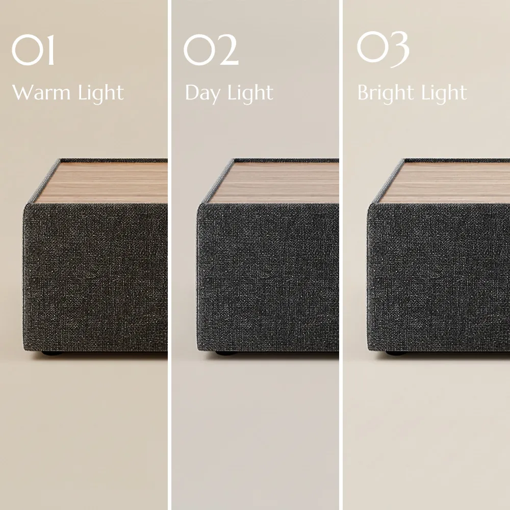 Gray chenille upholstered square coffee table, minimalist modern design, fully assembled, 35 kg weight capacity