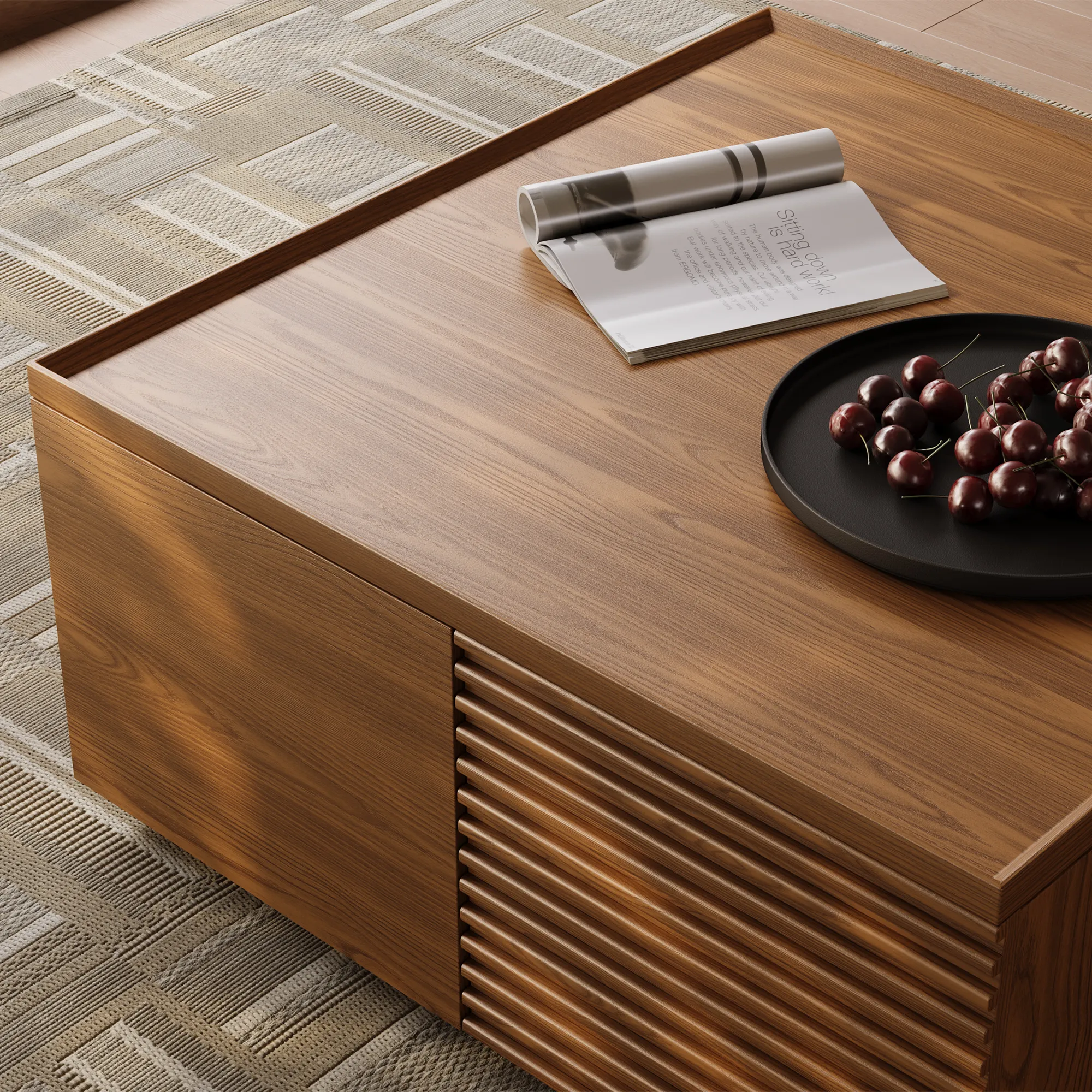 The Luna Fluted Square Coffee Table is a modern centerpiece designed for both style and functionality.