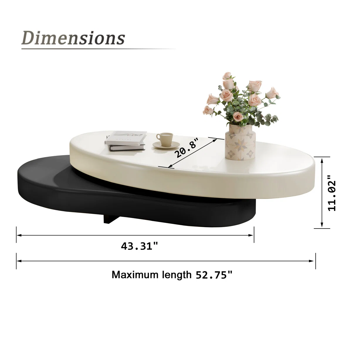 masek modern extendable rotating coffee table in cream style
