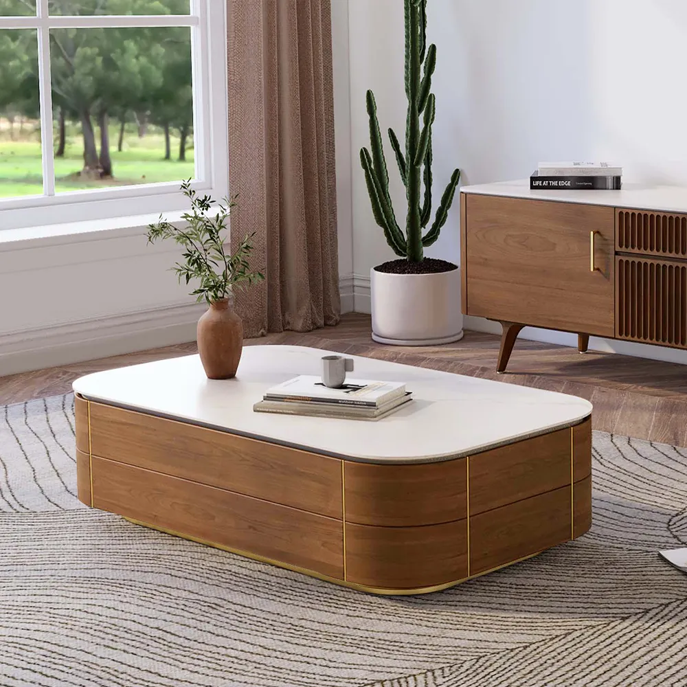 The Mid‑Century Modern Walnut Coffee Table blends timeless style with practical function.