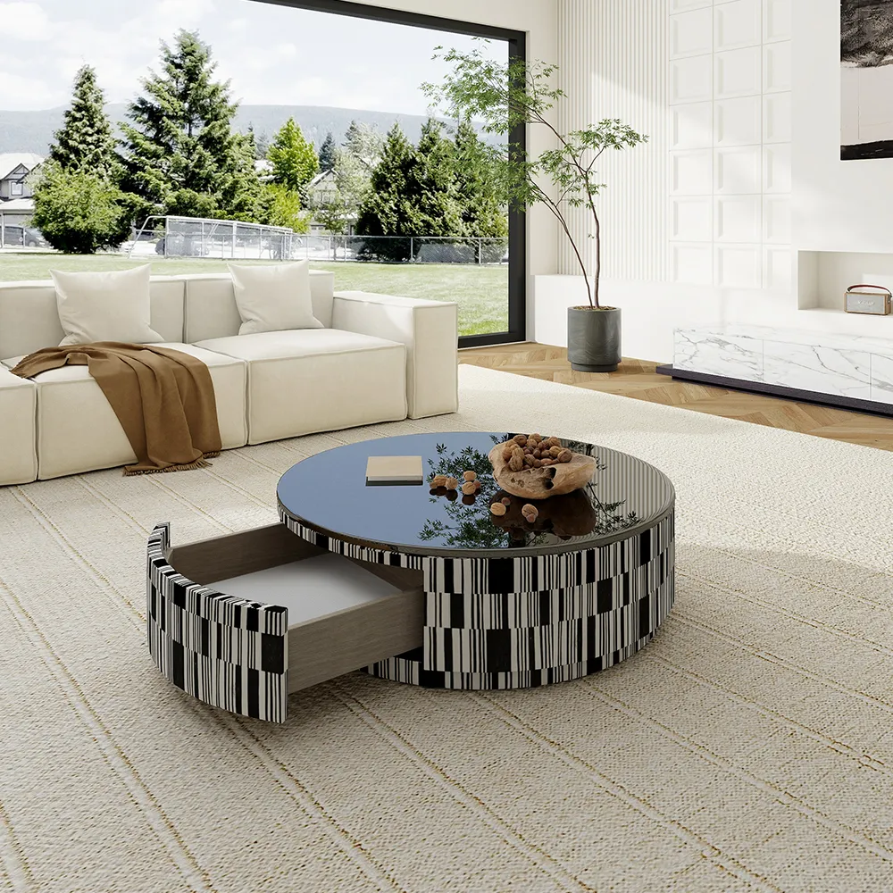 modern black coffee table with drawer