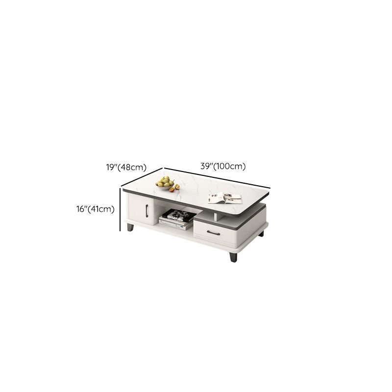 modern rectangular coffee table with storage white finish