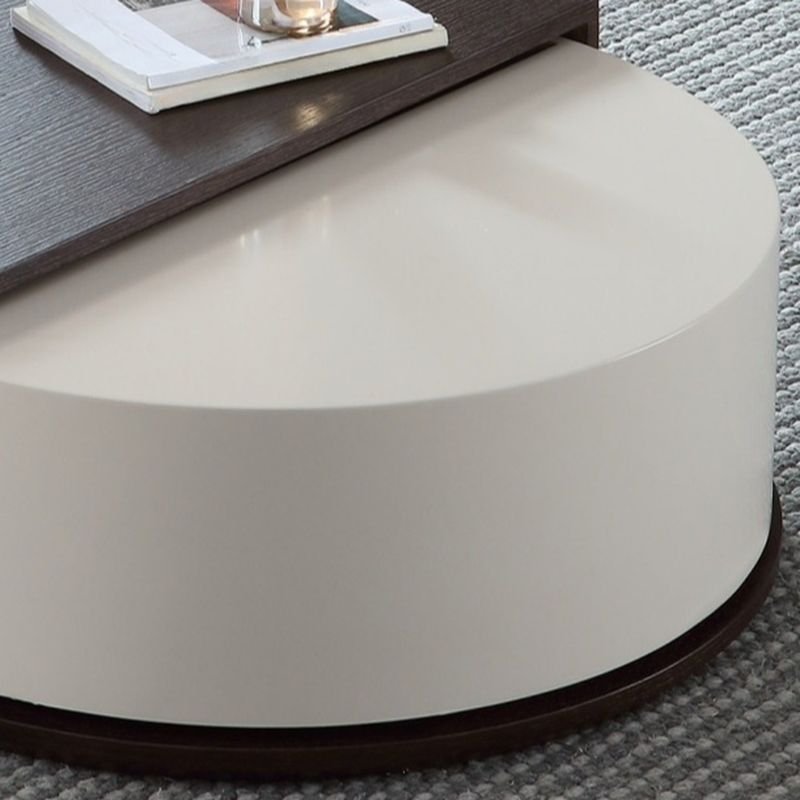 nexa drum glass coffee table with pecan base