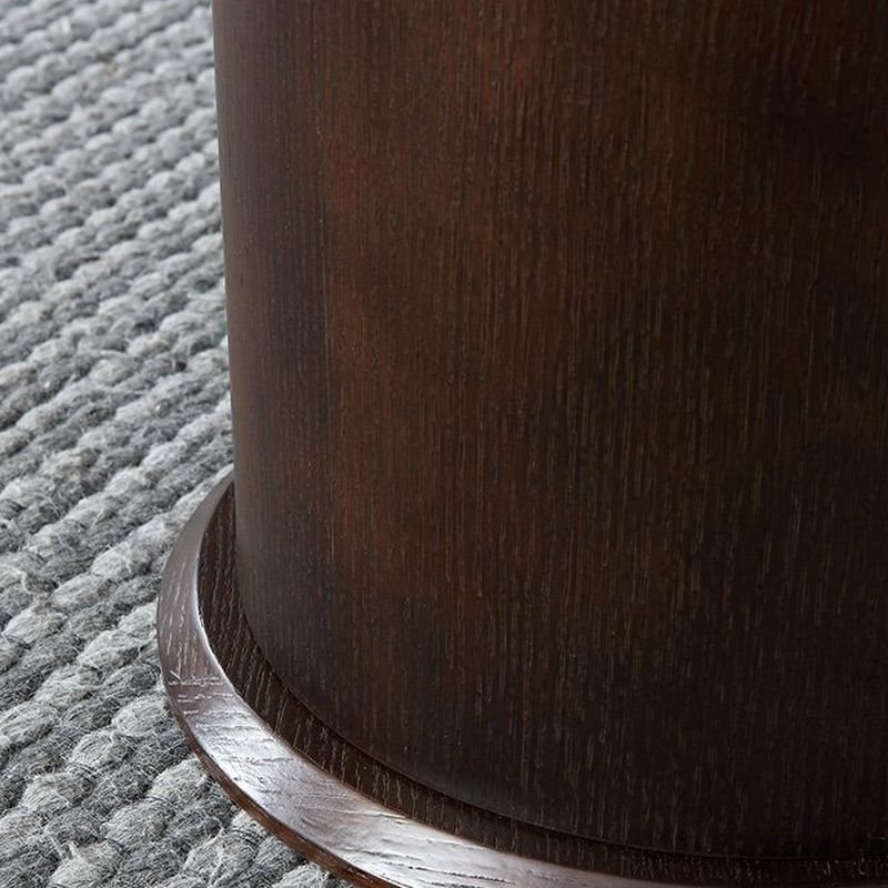 nexa drum glass coffee table with pecan base