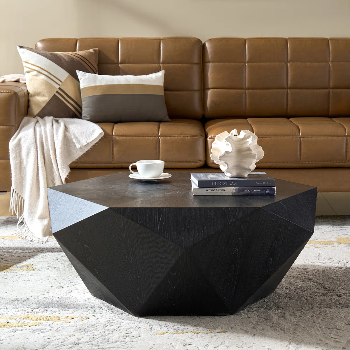 nikolaus modern geometric hexagonal coffee table