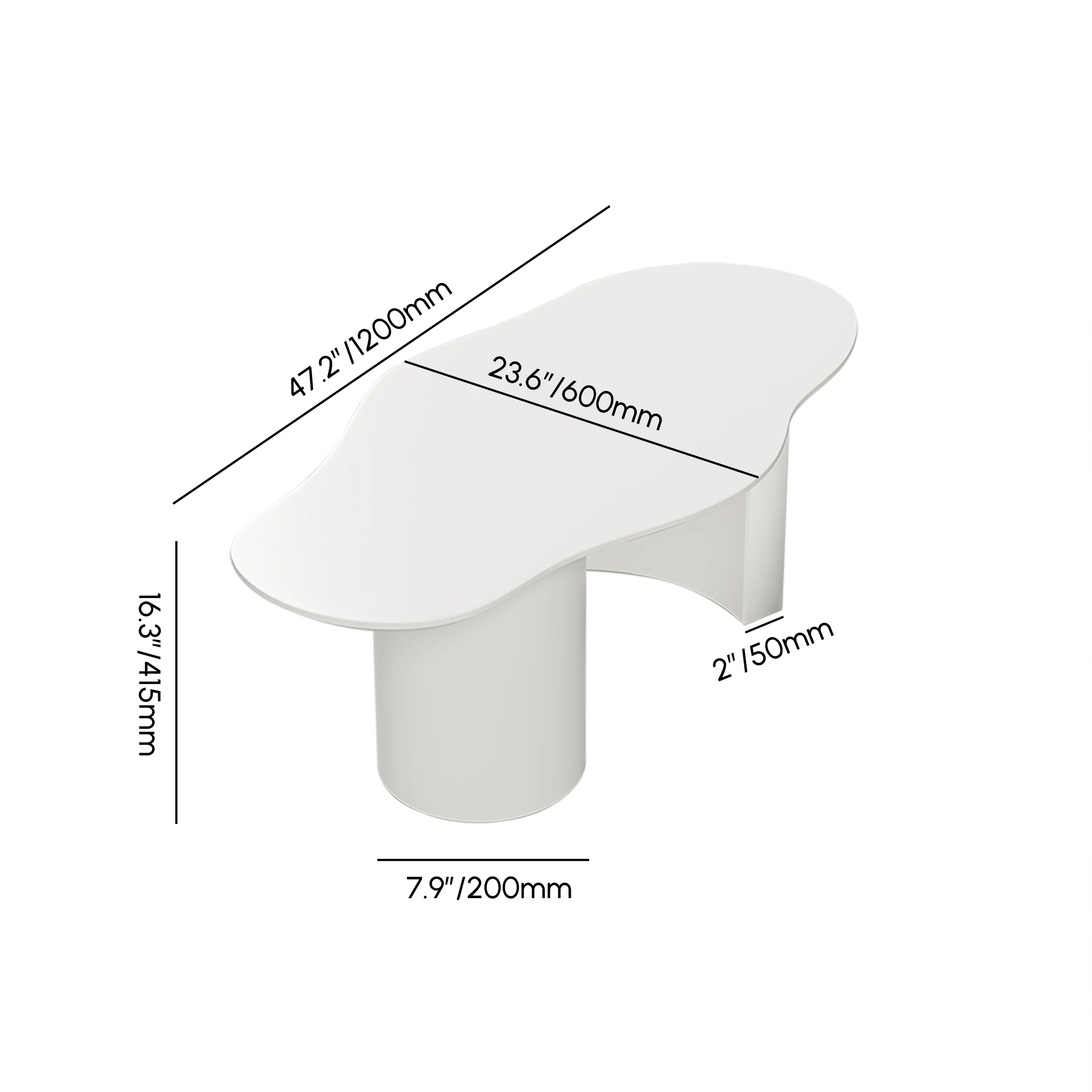 Nimbus Japandi cloud-shaped coffee table in white finish