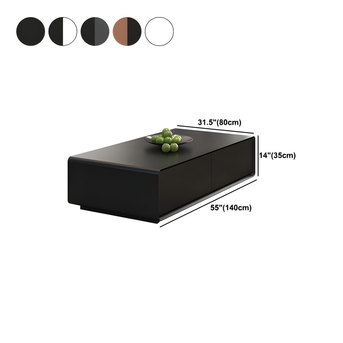 Nova Abstract Base Wooden Coffee Table with rectangular wood top, abstract metal base, and integrated drawers.