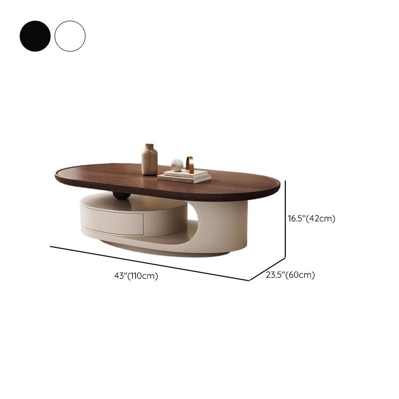 oblong timber coffee table with dual cylindrical bases