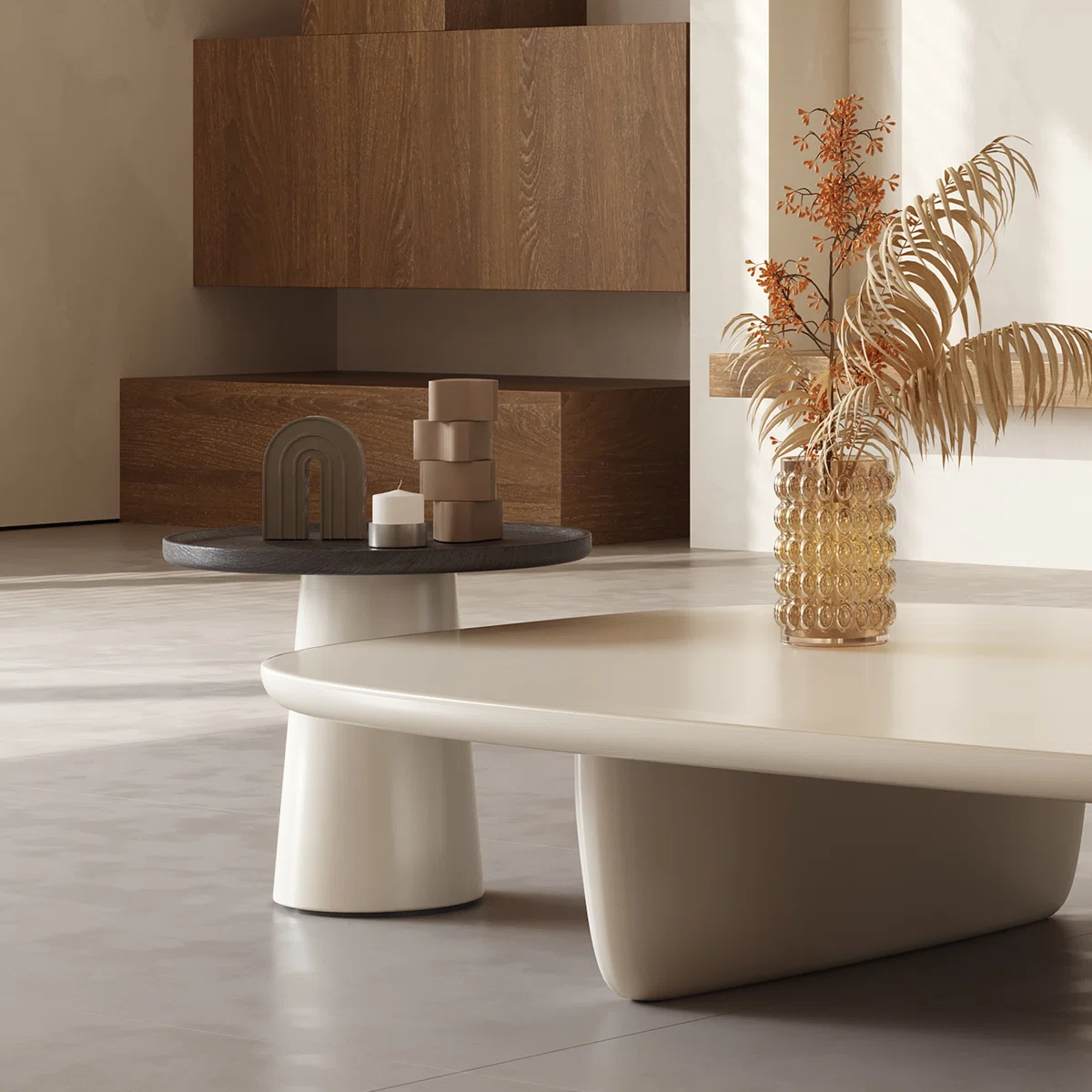 rudina nesting coffee table set with oval wood design