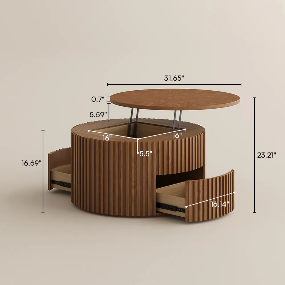 silva walnut round lifting top coffee table 80cm
