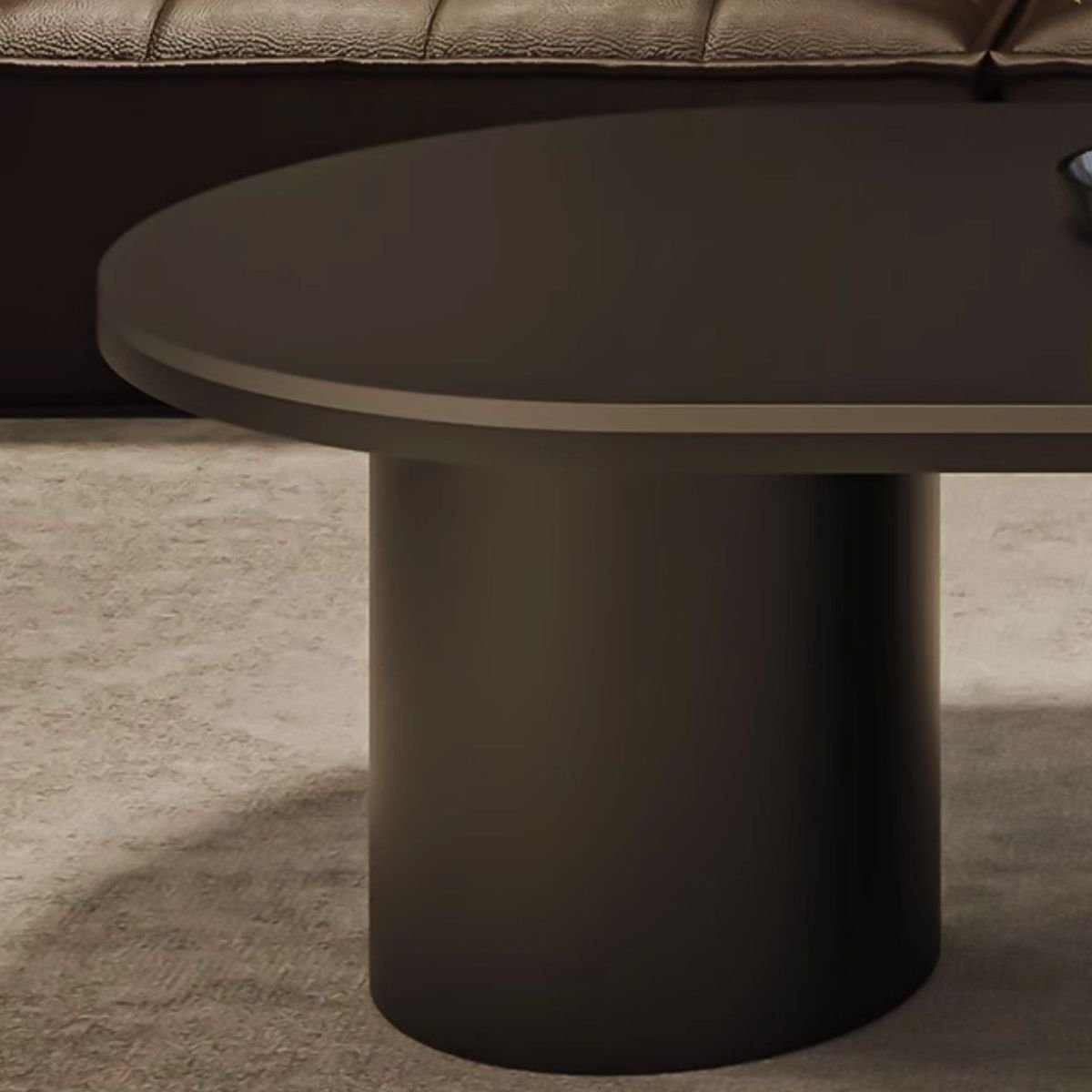 vega elliptical stone coffee table with dual pedestal base