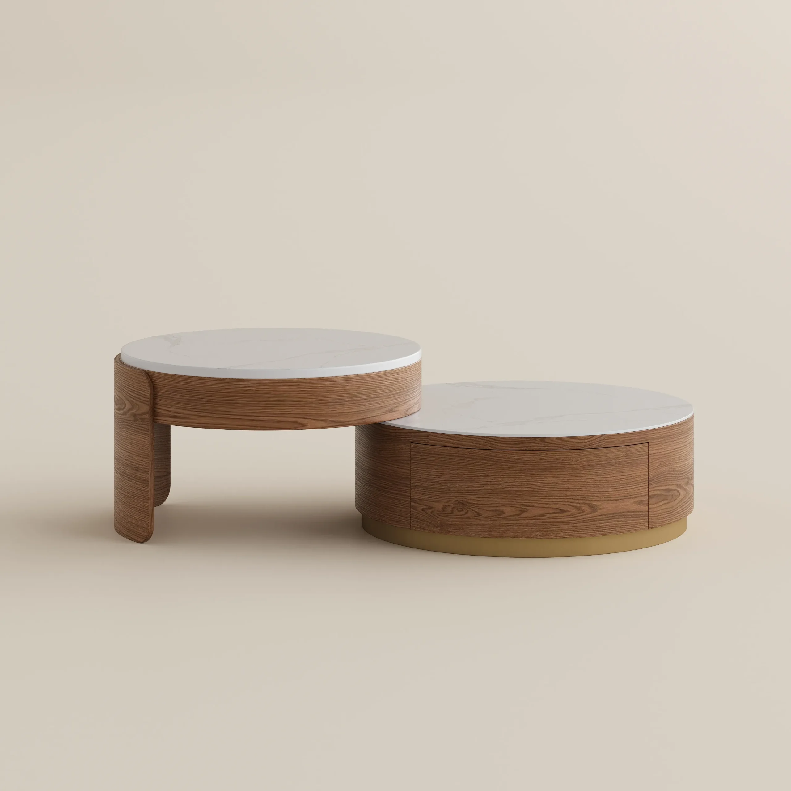 walnut lift‑top modern nesting coffee table set of 2