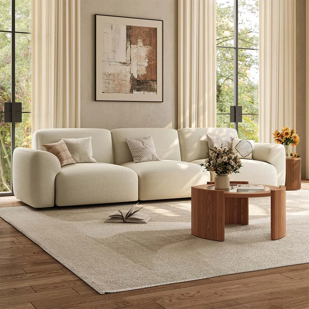 Walnut Wood and Glass Coffee Table