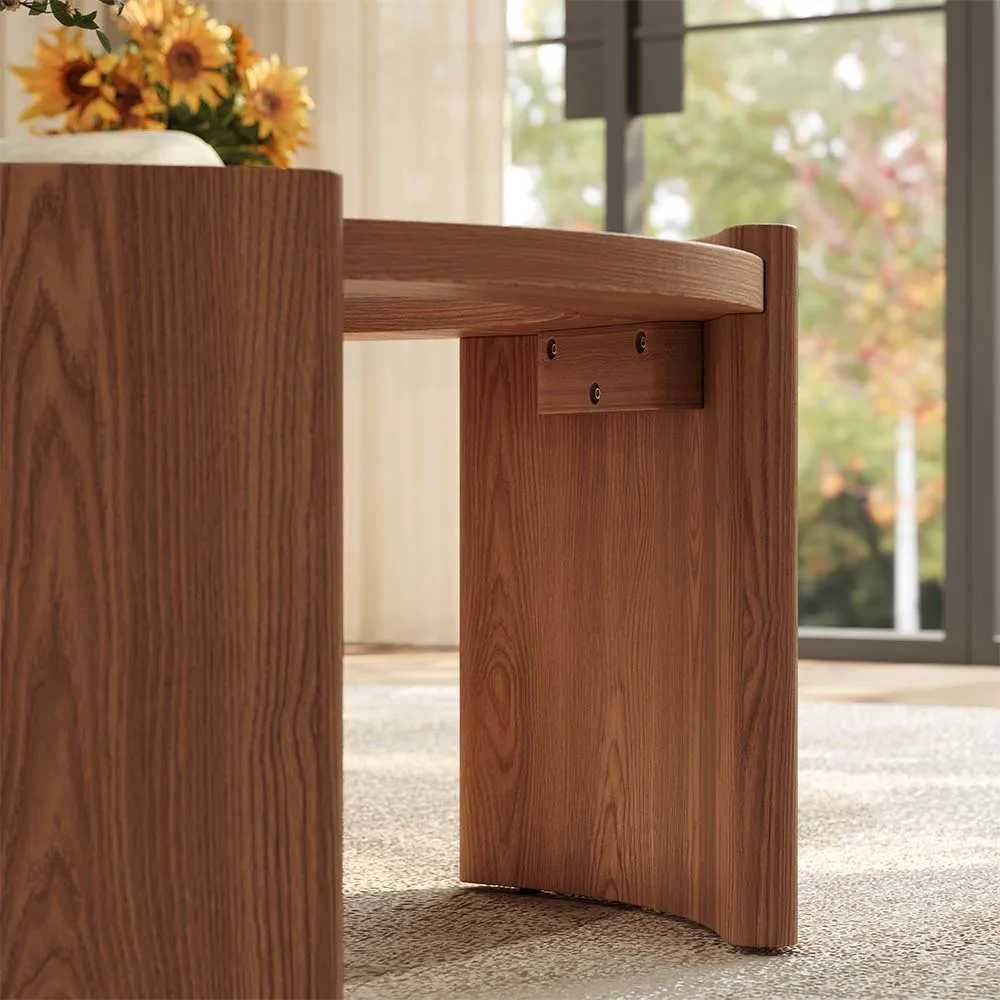 Walnut Wood and Glass Coffee Table