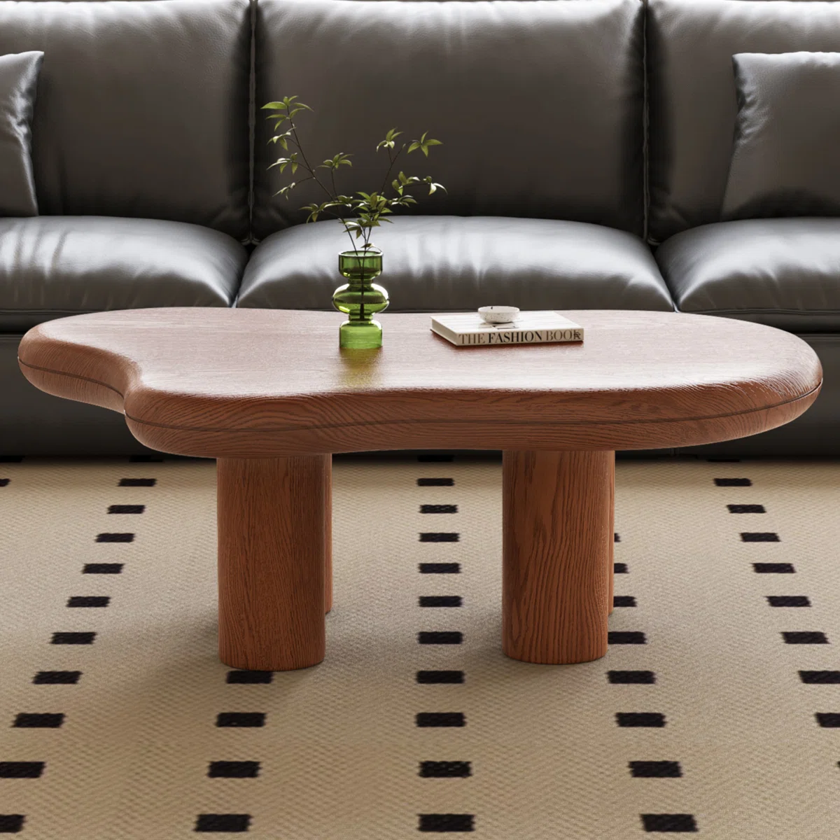 Arden Freeform Coffee Table in brown finish with irregular silhouette, stain- and scratch-resistant manufactured wood construction