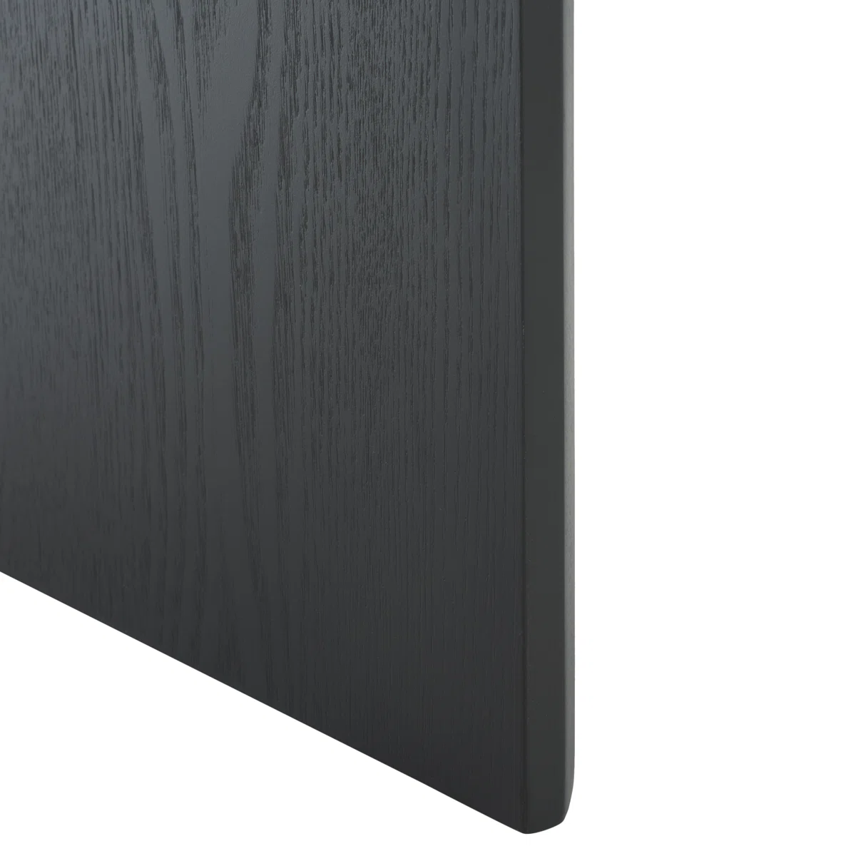 Oval engineered wood coffee table with ribbed sled legs and wide tabletop