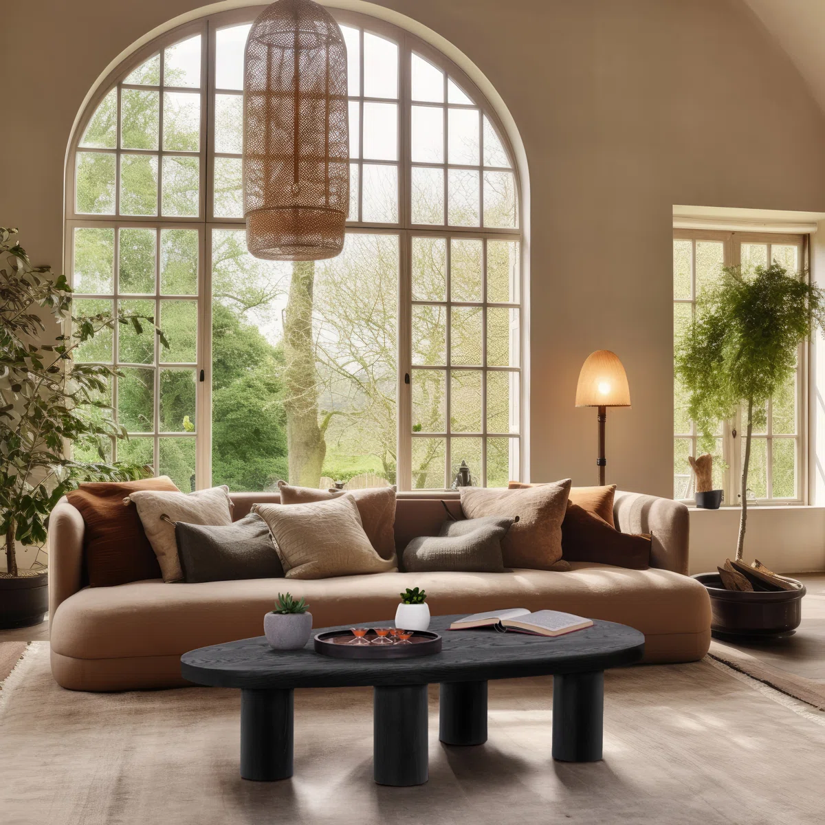 The Arden Oval Solid Wood Coffee Table is a bold Art Deco-inspired centerpiece crafted from premium oak