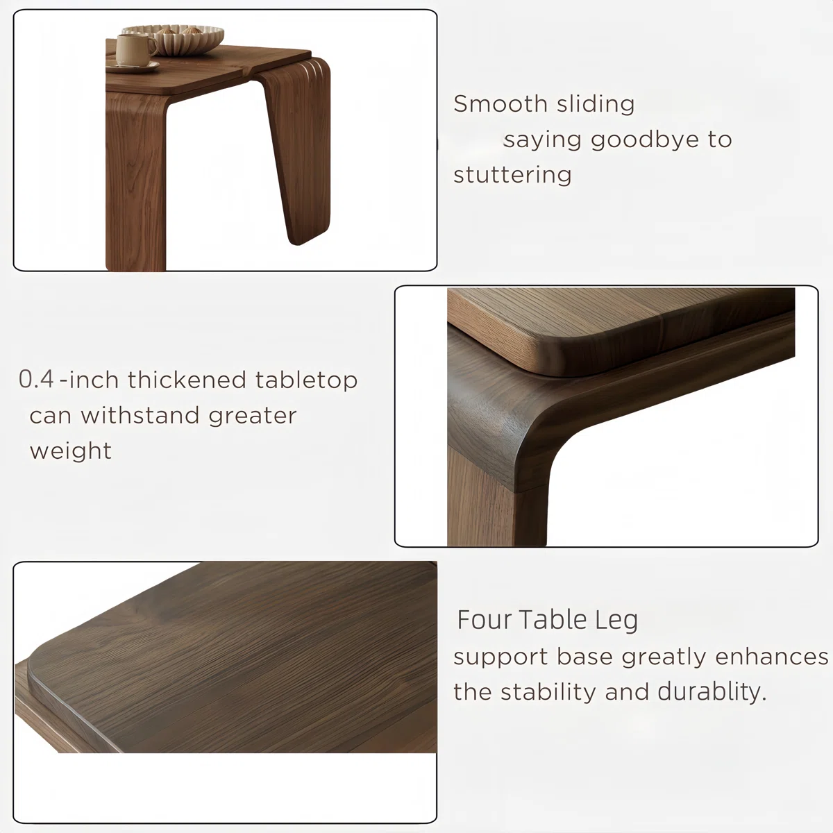 Arden Walnut Square Coffee Table made of solid walnut wood with distressed finish, geometric design, and sturdy square legs