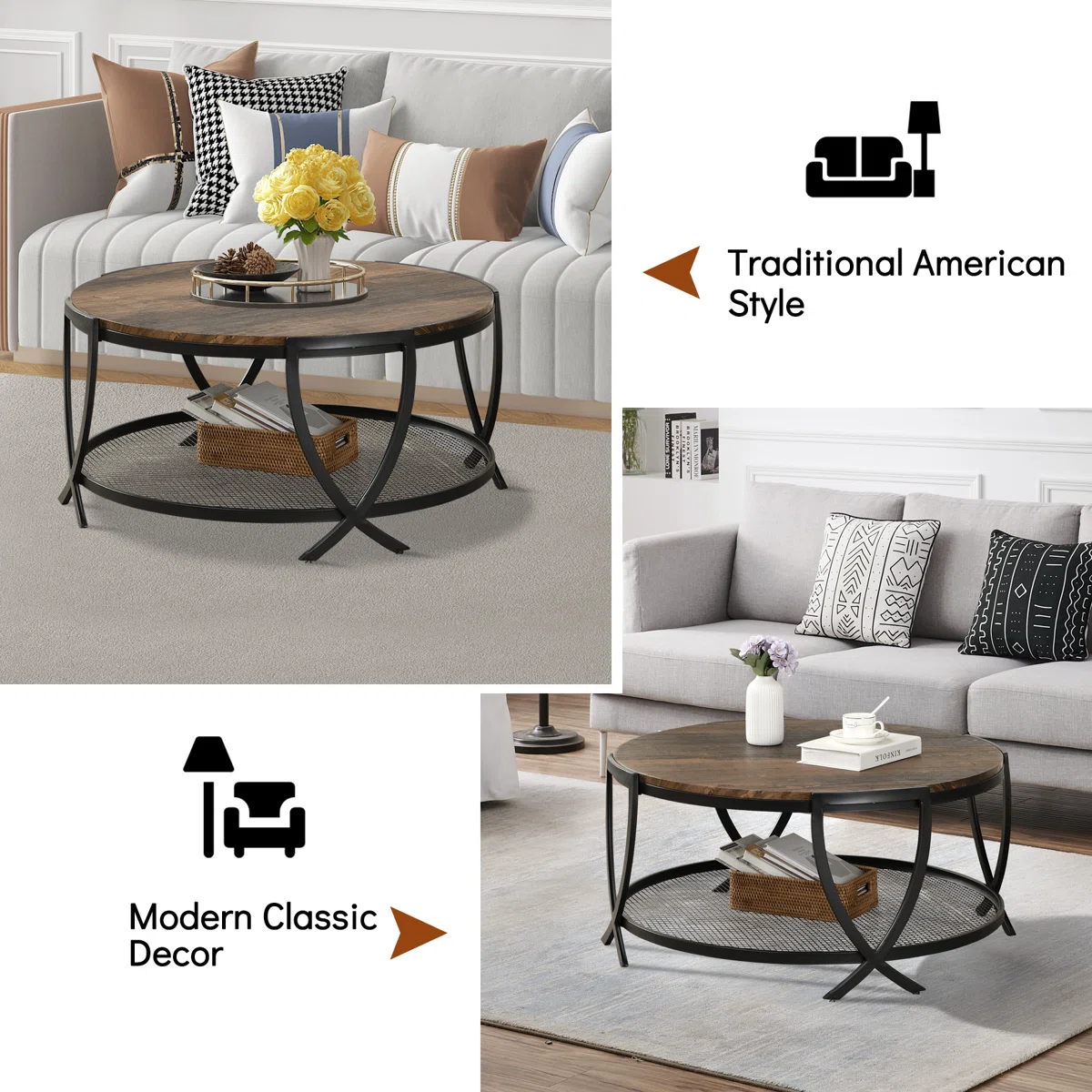 Minimalist oak coffee table with tapered legs and matte finish in a modern living room