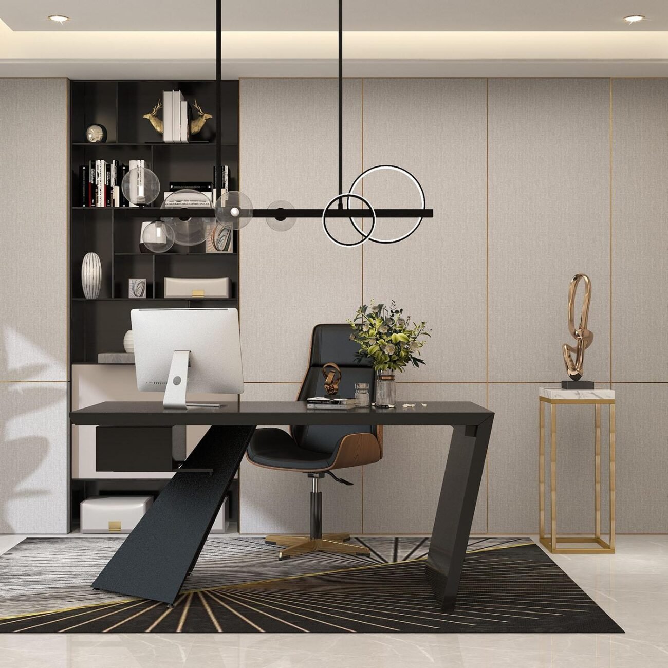 Modern eco-friendly black writing desk with drawer, angled metal legs, 160 cm wide