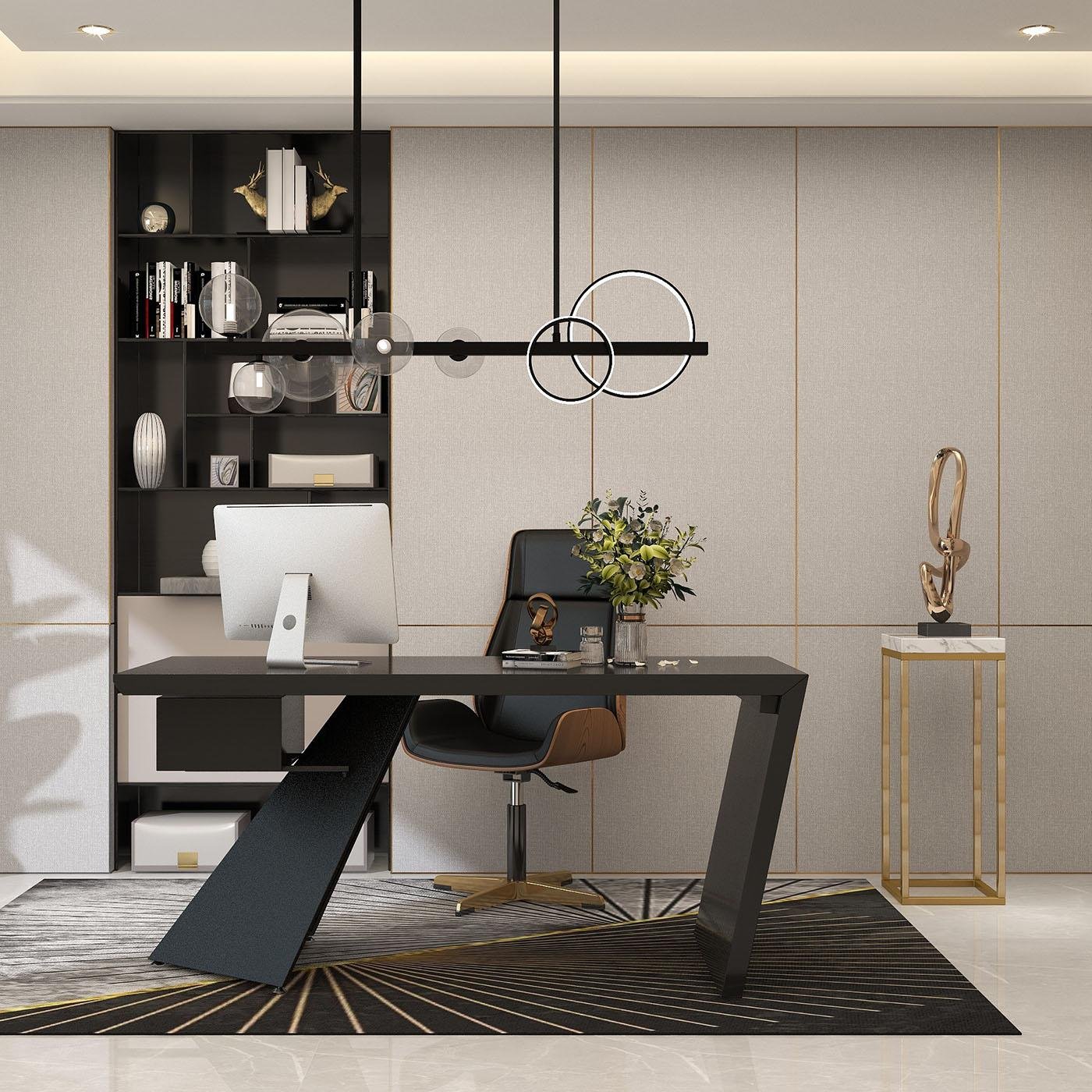 Modern eco-friendly black writing desk with drawer, angled metal legs, 160 cm wide