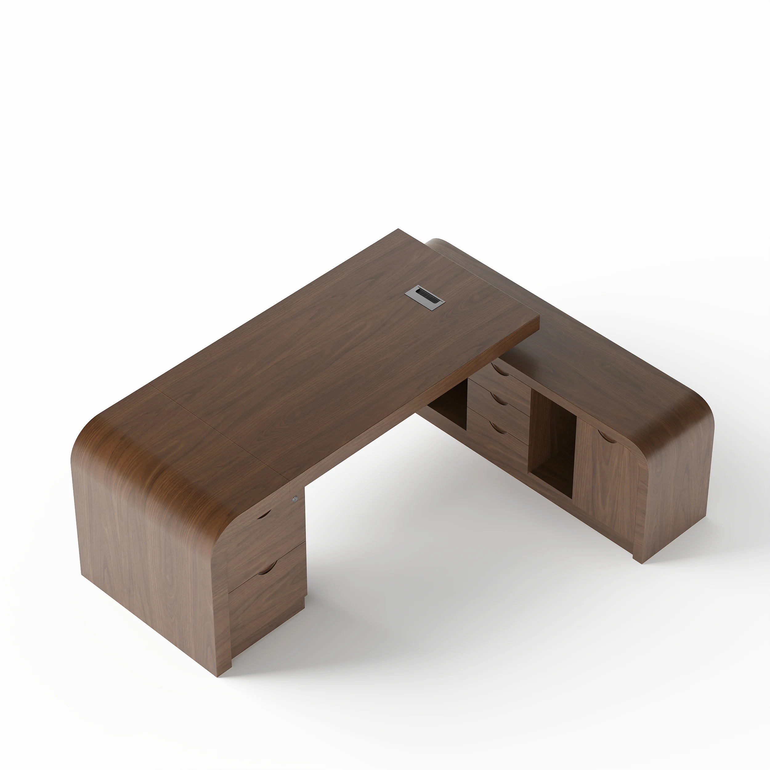Chicent Walnut L-Shaped Executive Storage Desk